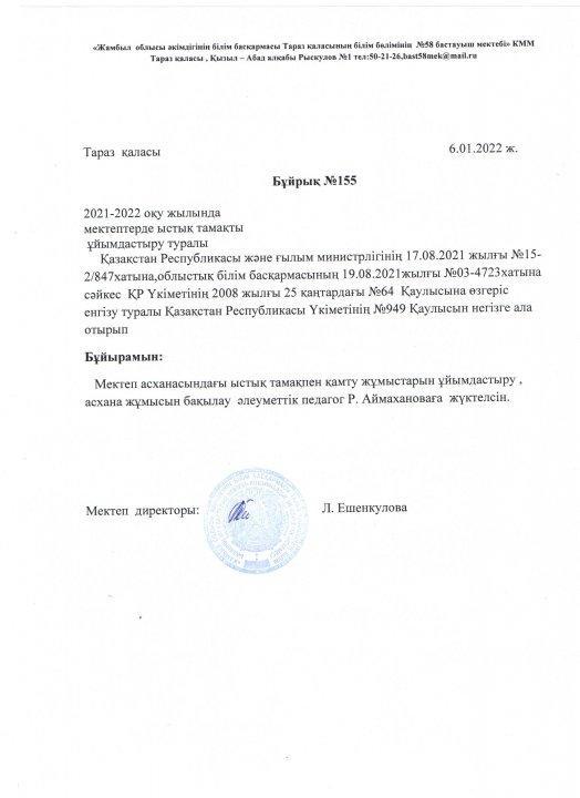2022 жылғы  Тамақтандыру бойынша